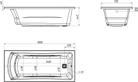 Акриловая ванна Marka One Prime 180x75 см, пристенная, белая, с каркасом