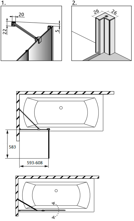 Шторка на ванну Radaway Nes PND II 120 R
