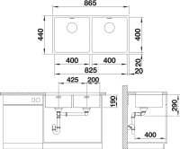 Мойка кухонная Blanco Andano 400/400-U сталь