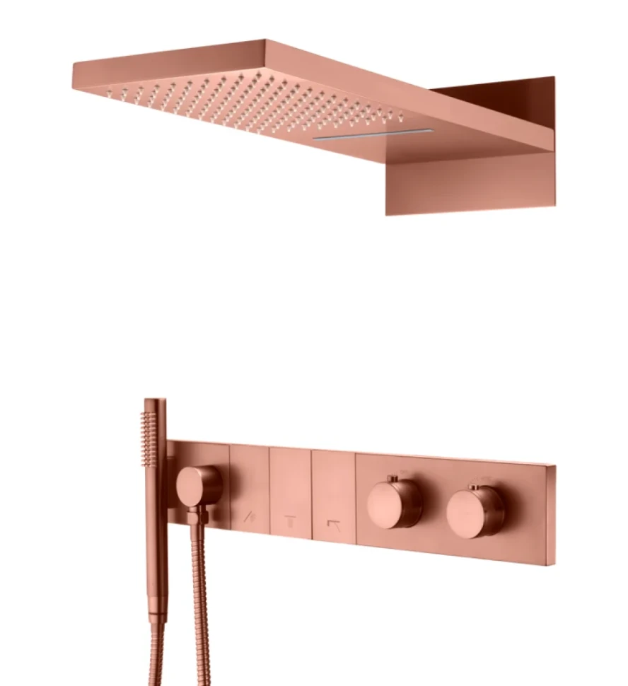 Душевой комплект Boheme Zodiac 133-CB термостат, С ВНУТРЕННЕЙ ЧАСТЬЮ, copper brushed
