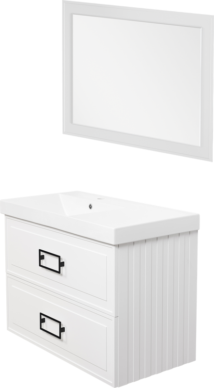 Мебель для ванной комнаты La Fenice Cubo Twin 90 L белая, ручки черные