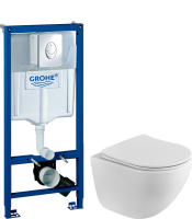 Комплект Унитаз подвесной BelBagno Libero BB11051CH-TOR/SC безободковый + Инсталляция Grohe Rapid SL 38721001 3 в 1 с кнопкой смыва