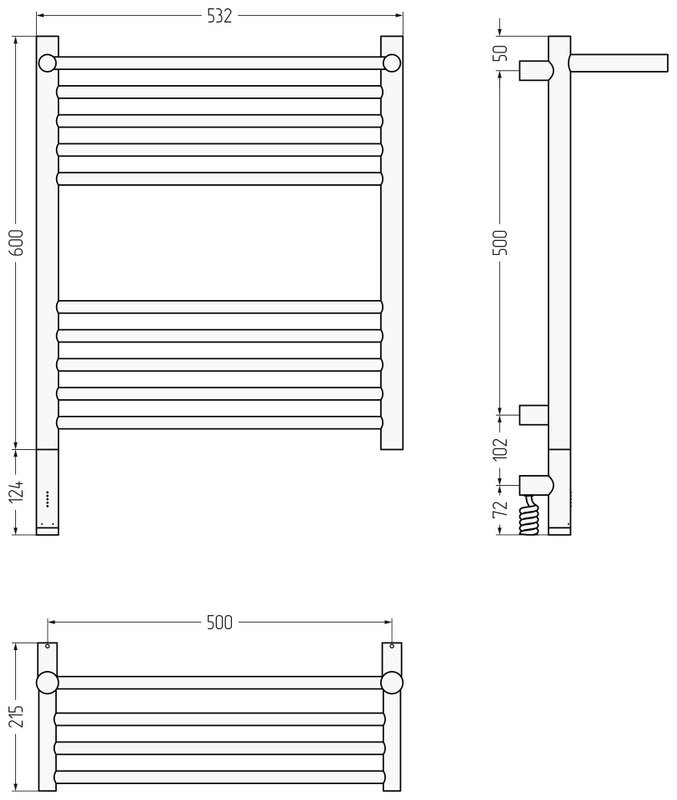 Полотенцесушитель электрический Сунержа Богема 3.1 30-6006-6050 70x55 см, подключение слева, матовый белый, лесенка, с полкой