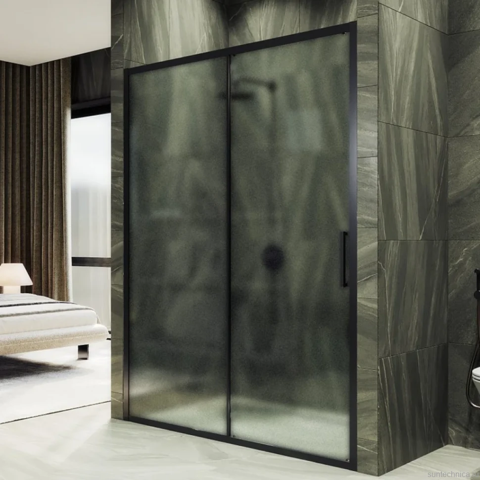Душевая дверь в нишу Maybahglass MGD-1280-6 120 см, профиль черный, стекло матовое