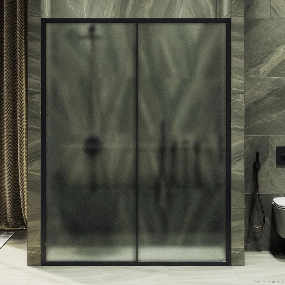 Душевая дверь в нишу Maybahglass MGD-1280-6 120 см, профиль черный, стекло матовое