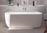 Акриловая ванна Cezares Metauro METAURO-INT-Wall-180-80-60-W-MATT 180x80 см, пристенная, белая матовая, овальная, вклеенный каркас, со сливом-переливом, с донным клапаном