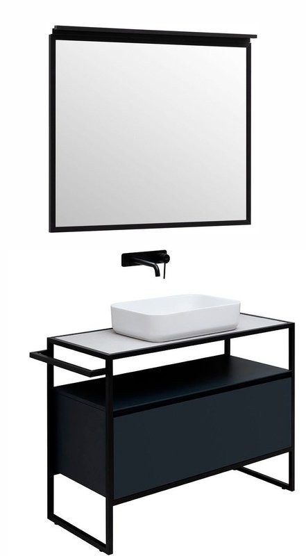 Мебель для ванной комнаты Allen Brau Priority 100 напольная, антрацит матовый, столешница бежевая