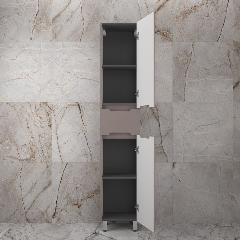 Шкаф-пенал для ванной Style Line Матис 36 Plus напольный, тауп темный