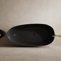 Акриловая ванна Abber Karbon AK9011-1.7 170x80 см, отдельностоящая, черная, овальная, с донным клапаном