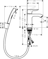 Смеситель для раковины Hansgrohe Metris 31285000 для раковины с гигиеническим душем