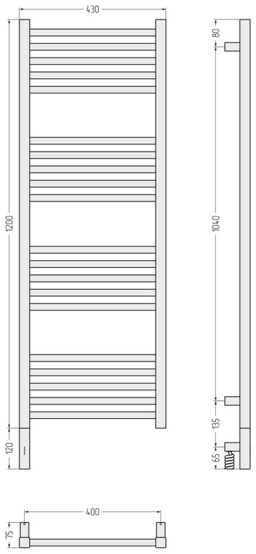 Полотенцесушитель электрический Сунержа Модус 3.1 15-5900-1240 130x45 см, подключение слева, темный титан муар, лесенка