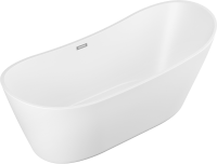 Акриловая ванна Grossman Galaxy GR-2102M 170x75 см, отдельностоящая, белая матовая, овальная, со сливом-переливом, с донным клапаном