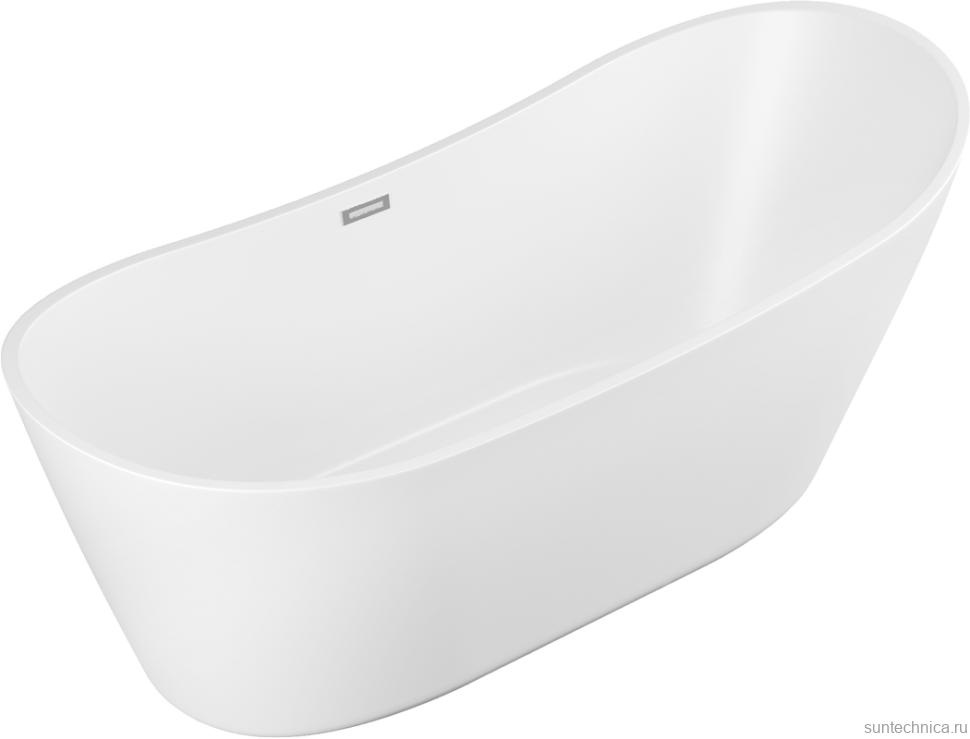 Акриловая ванна Grossman Galaxy GR-2102M 170x75 см, отдельностоящая, белая матовая, овальная, со сливом-переливом, с донным клапаном