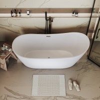 Акриловая ванна Grossman Galaxy GR-2102M 170x75 см, отдельностоящая, белая матовая, овальная, со сливом-переливом, с донным клапаном