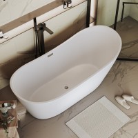 Акриловая ванна Grossman Galaxy GR-2102M 170x75 см, отдельностоящая, белая матовая, овальная, со сливом-переливом, с донным клапаном