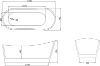 Акриловая ванна Grossman Galaxy GR-2102M 170x75 см, отдельностоящая, белая матовая, овальная, со сливом-переливом, с донным клапаном
