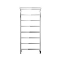 Полотенцесушитель электрический Grota Lore 530х1200 NP EL 120x55 см, подключение справа, слева, скрытое подключение справа, глянцевый хром, лесенка, с полкой