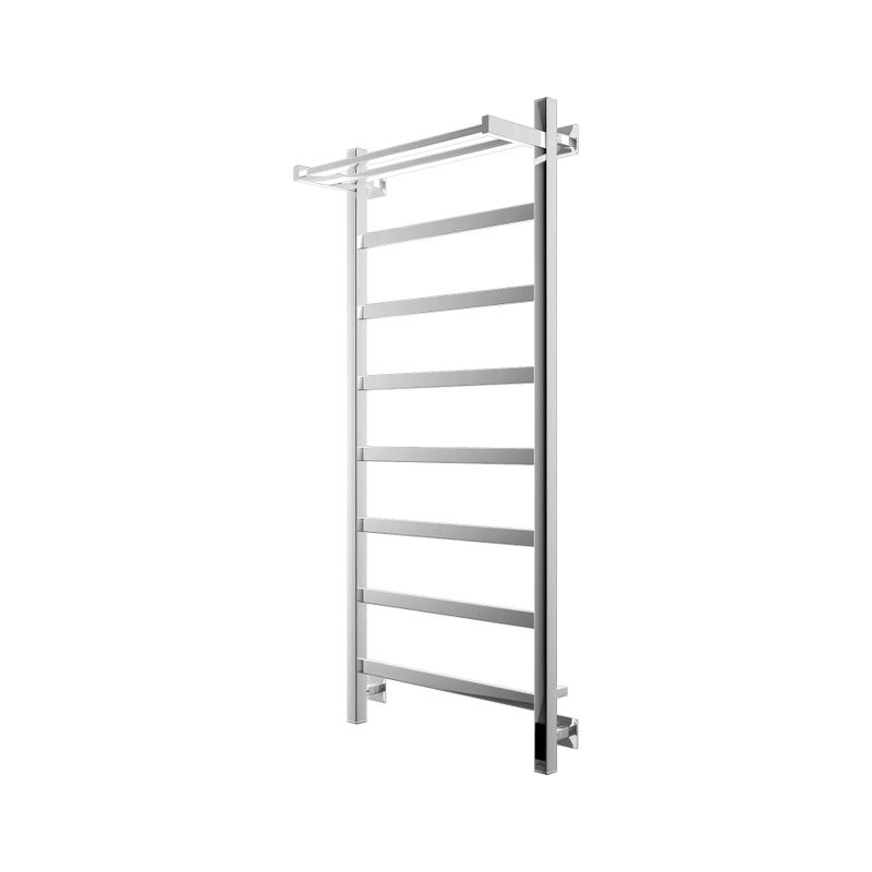 Полотенцесушитель электрический Grota Lore 530х1200 NP EL 120x55 см, подключение справа, слева, скрытое подключение справа, глянцевый хром, лесенка, с полкой