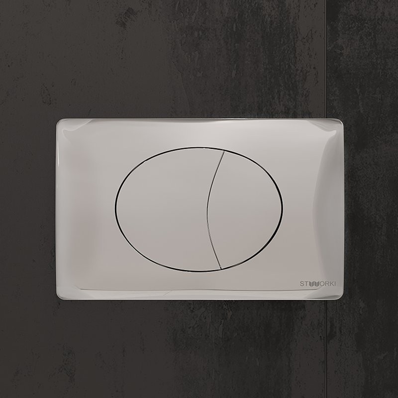 Кнопка смыва для унитаза STWORKI 230822 пластик, цвет глянцевый хром