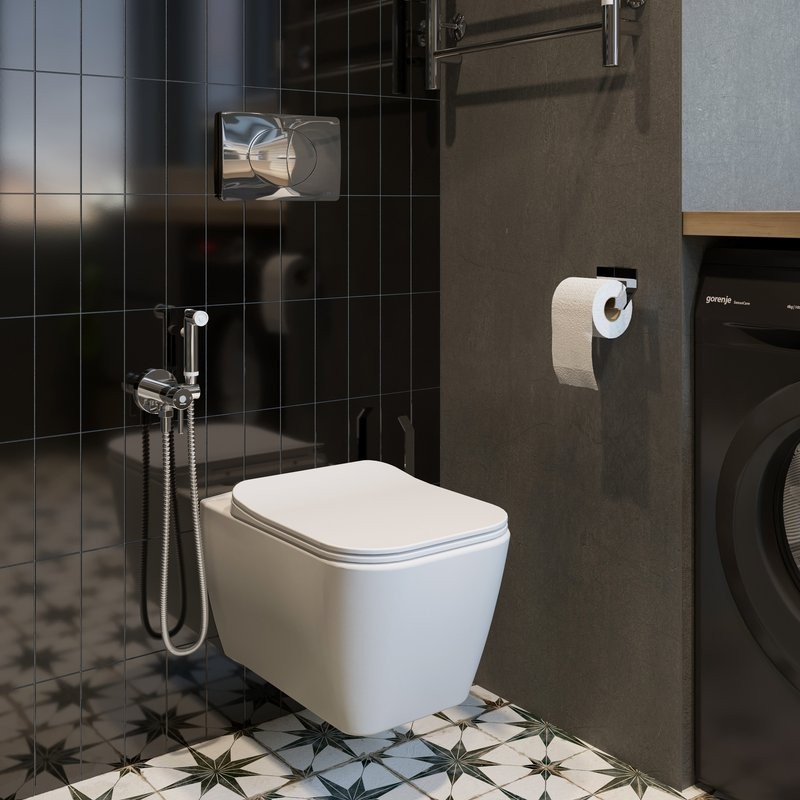 Кнопка смыва для унитаза STWORKI 230822 пластик, цвет глянцевый хром