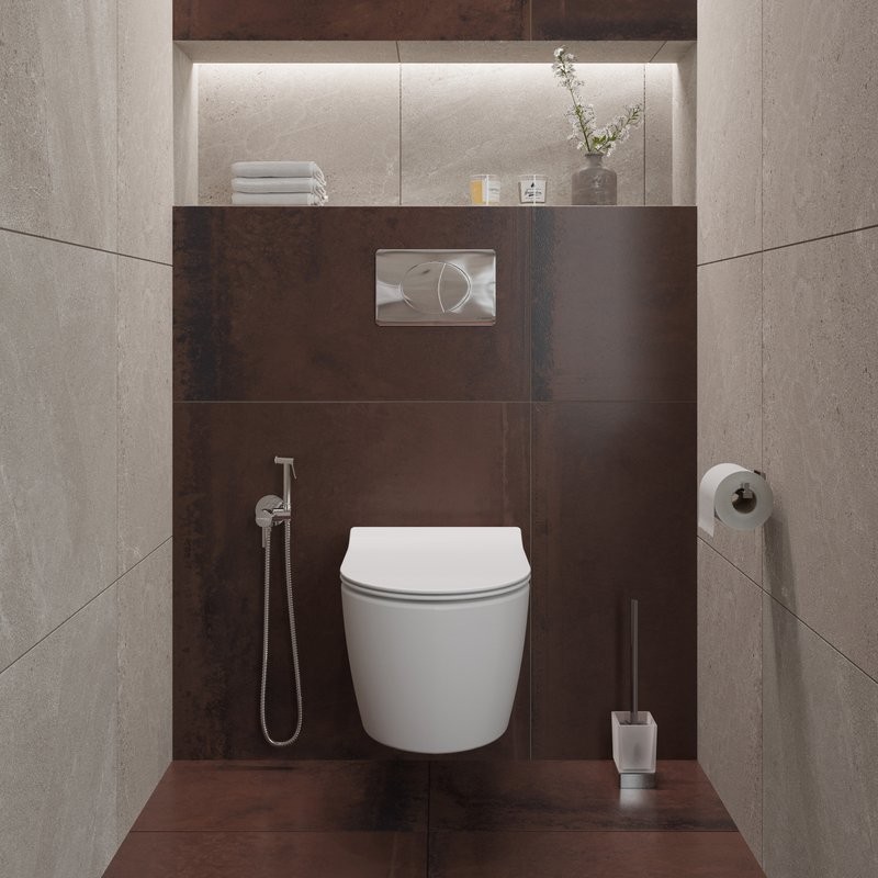 Кнопка смыва для унитаза STWORKI 230822 пластик, цвет глянцевый хром