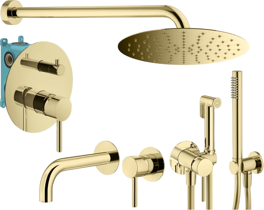 Комплект для ванной Plumberia Selection Ixo KITZXO18OR210 С ВНУТРЕННЕЙ ЧАСТЬЮ, золото 24к