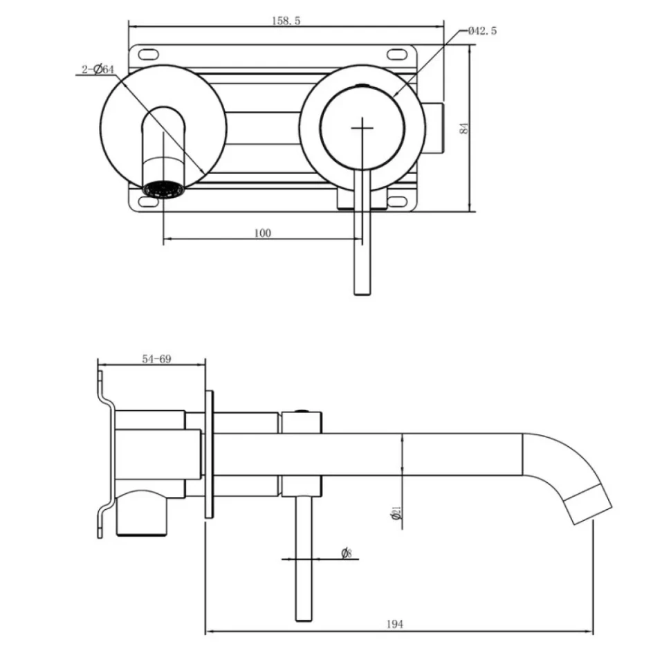Смеситель для раковины Abber Wasser Kreis 316 AF8112BG-M С ВНУТРЕННЕЙ ЧАСТЬЮ, брашированное золото