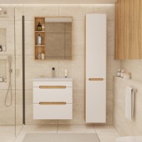 Тумба с раковиной SanStar Diva 50 подвесная, матовая белая, дуб вотан, раковина Como 50