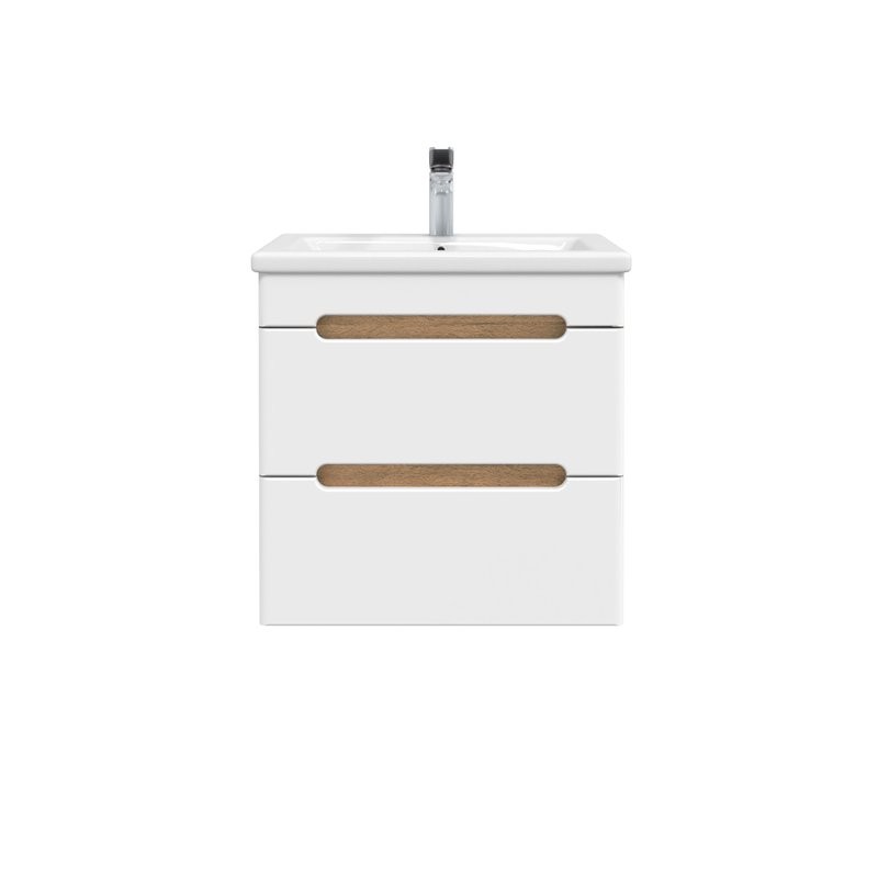 Тумба с раковиной SanStar Diva 50 подвесная, матовая белая, дуб вотан, раковина Como 50