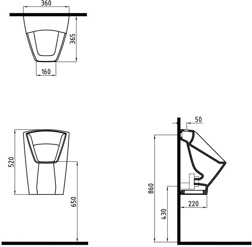 Писсуар подвесной Bien Neptun NPPS05201VSUW5000 сенсорный, белый, с сифоном