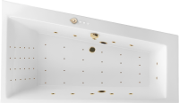 Акриловая ванна Excellent Sfera Slim Nano R 170x100 см, угловая, правая, встраиваемая, с гидромассажем, белая, асимметричная, с каркасом, со сливом-переливом, фурнитура золото