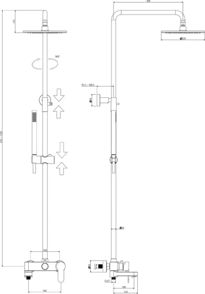 Комплект для ванной Paffoni Light KITCOL632NO71 черный матовый