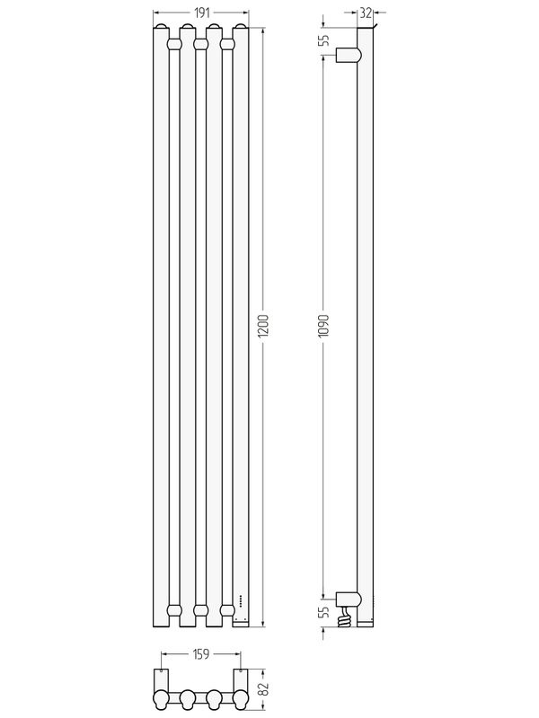 Полотенцесушитель электрический Сунержа Кантата 4.0 00-0885-1259 120x20 см, подключение справа, скрытое подключение справа, без покрытия, I-образный