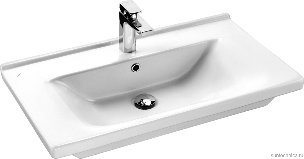 Мебель для ванной комнаты SanStar Модена 70 напольная, глянцевая белая, дуб вотан, раковина Миранда 70