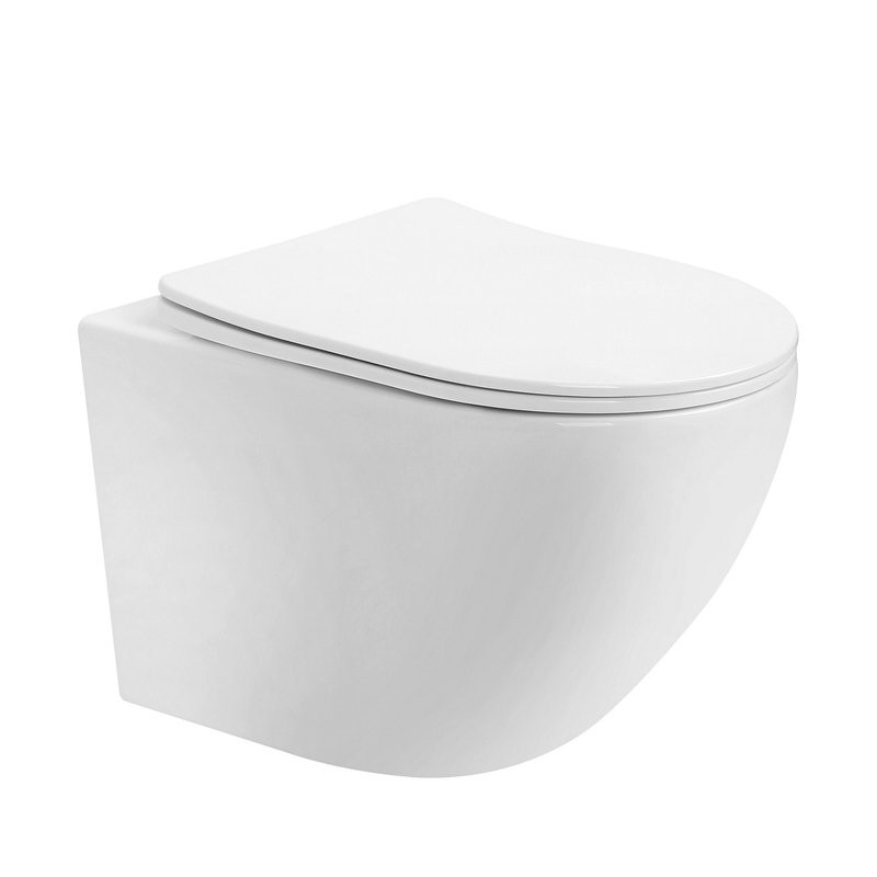 Унитаз подвесной Abber Bequem AC1100T безободковый, с микролифтом, белый