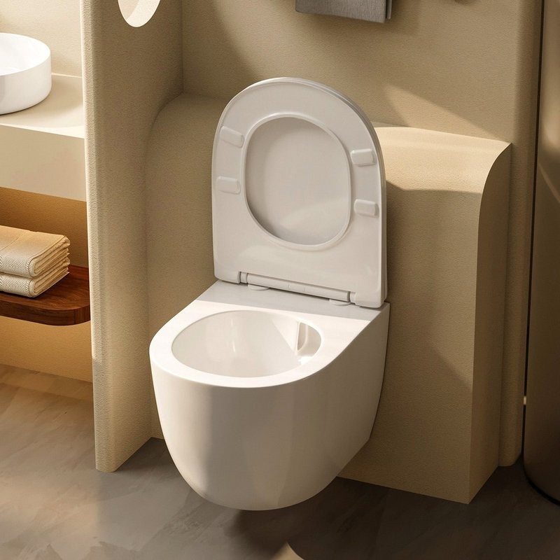 Унитаз подвесной Abber Bequem AC1100T безободковый, с микролифтом, белый