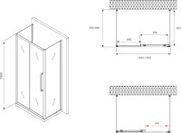 Душевой уголок Abber Schwarzer Diamant AG30150BMH-S90BM-S90BM 150x90, профиль черный, стекло матовое