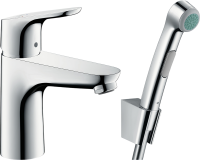 Смеситель для раковины Hansgrohe Focus 31927000 с гигиеническим душем, с донным клапаном Push-Open