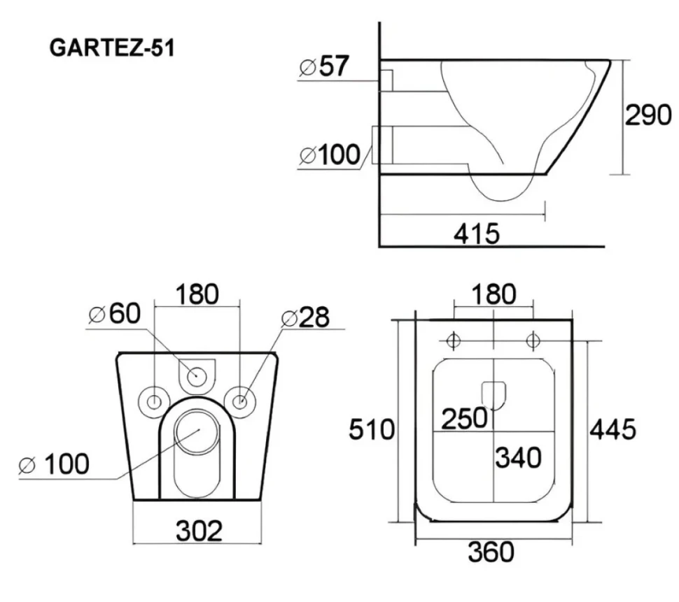 Подвесной унитаз Esbano Gartez-51 ESUPGART51W белый глянец безободковый с сиденьем с микролифтом