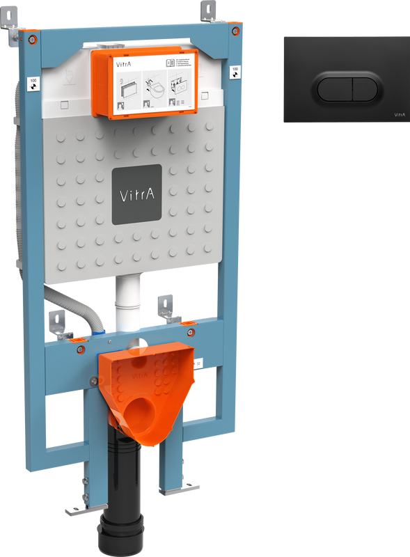 Система инсталляции для унитазов VitrA V8 768-5800-01 с кнопкой смыва 740-0511 черной матовой