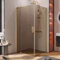 Душевой уголок Cezares Slider AH 1 100-90/100 BR BORO профиль брашированное золото, стекло бронза