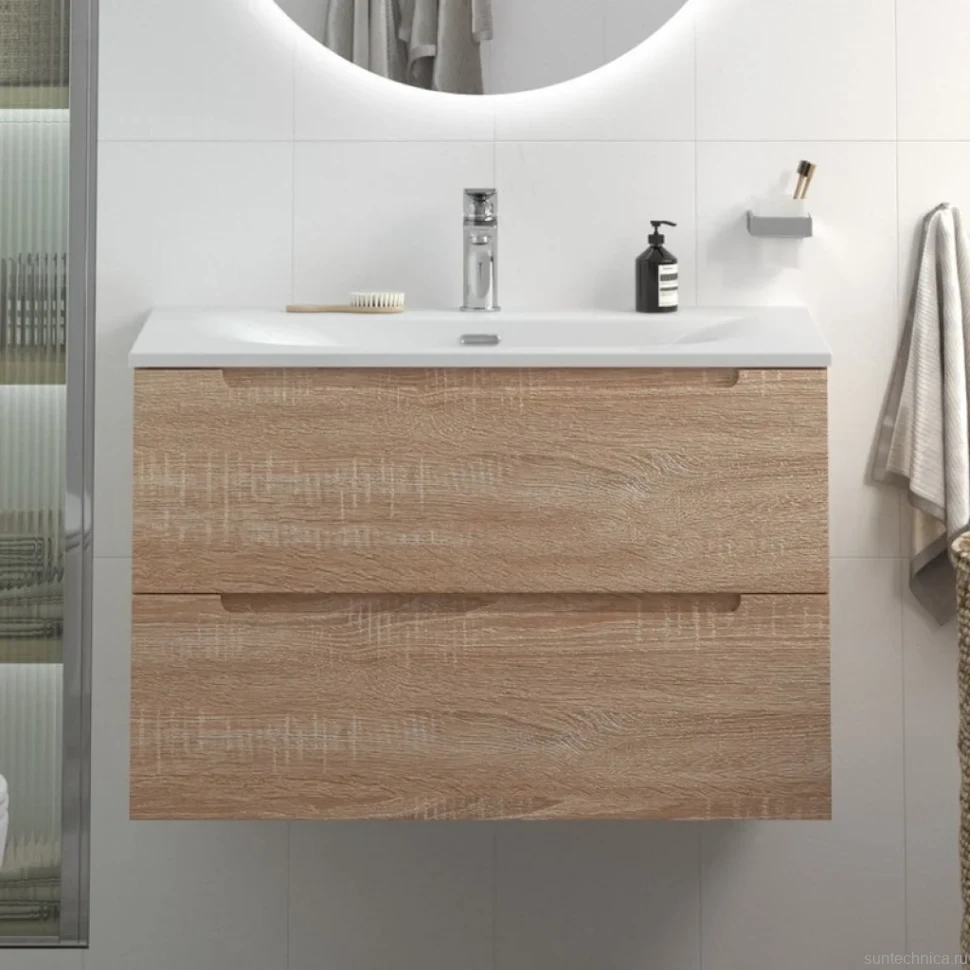 Тумба с раковиной BelBagno Etna 80 rovere bianco, раковина BB-8099-80