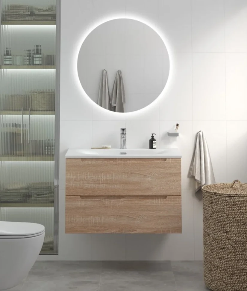 Тумба с раковиной BelBagno Etna 80 rovere bianco, раковина BB-8099-80