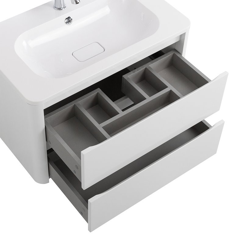 Мебель для ванной комнаты Cezares Relax 80 bianco lucido, раковина Cezares CZR-800/480-LV-MR-NV