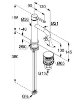 Смеситель для раковины Kludi Nova Fonte Pura 20288N515 с донным клапаном, брашированный никель PVD