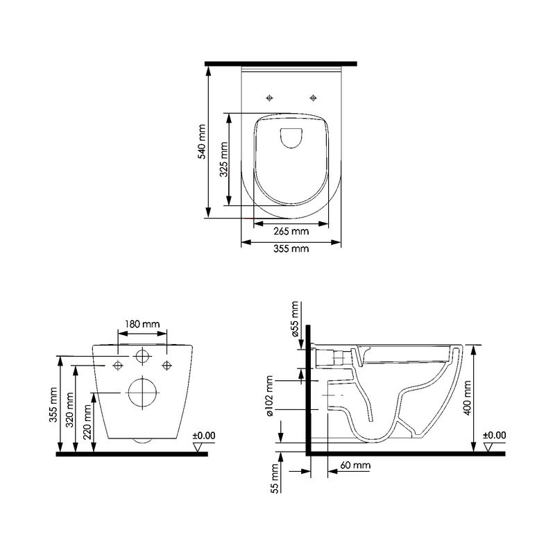 Унитаз подвесной Wasserkraft Mindel H002.E034