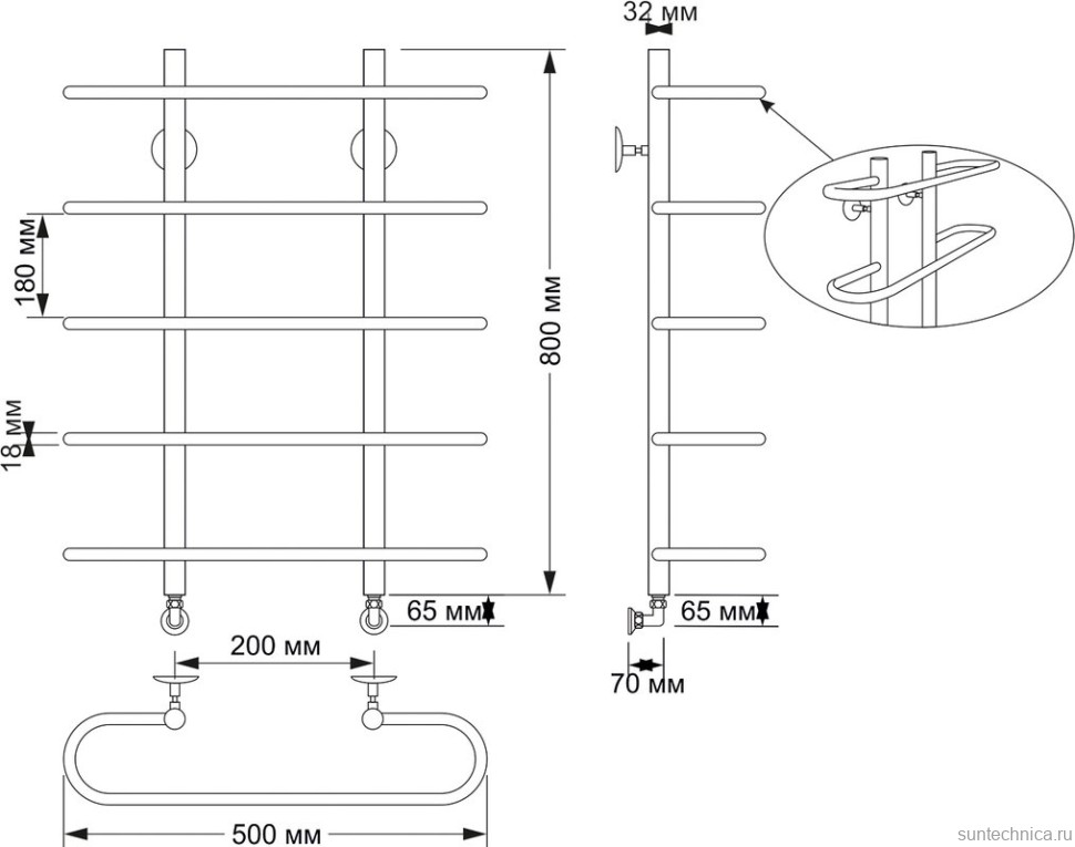 Полотенцесушитель водяной Secado Венеция 4603777476779 85x50 см, бронза, лесенка, латунь