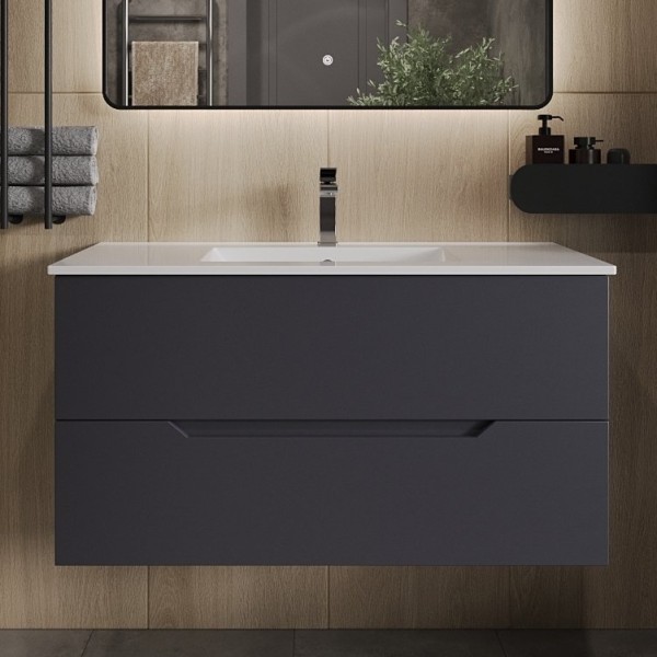 Тумба под раковину Orange Line 100, графит матовый