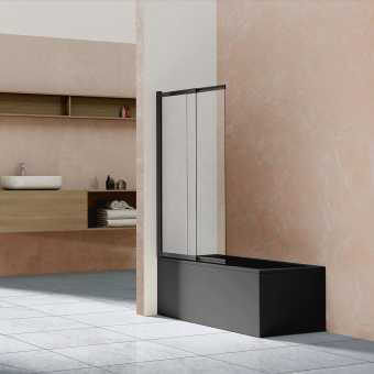 Душевая шторка на ванну VSB-1E100CLB, 1000*1450, матовый черный, стекло прозрачное