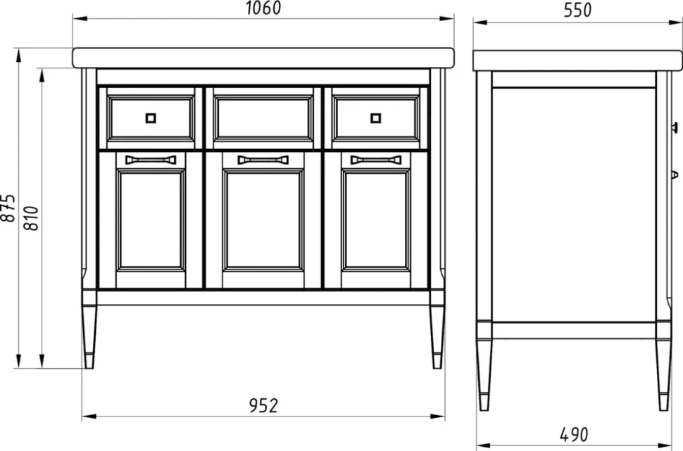 Тумба с раковиной ASB-Woodline Гранда 105 антикварный орех
